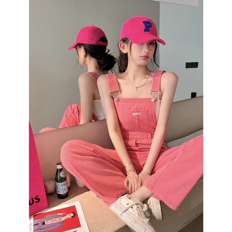 Suhao High-waist pink overalls hitam musim panas baru overalls Wanita overalls celana panjang