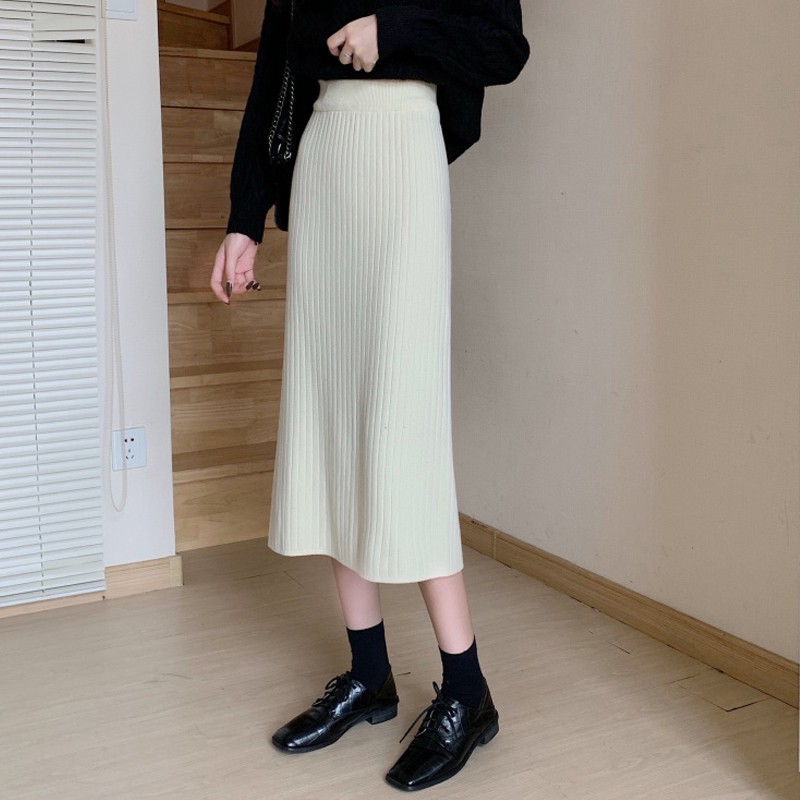 Midi skirt/Rok panjang/rajut skirt/rok span rajut premium/rok polos korea style