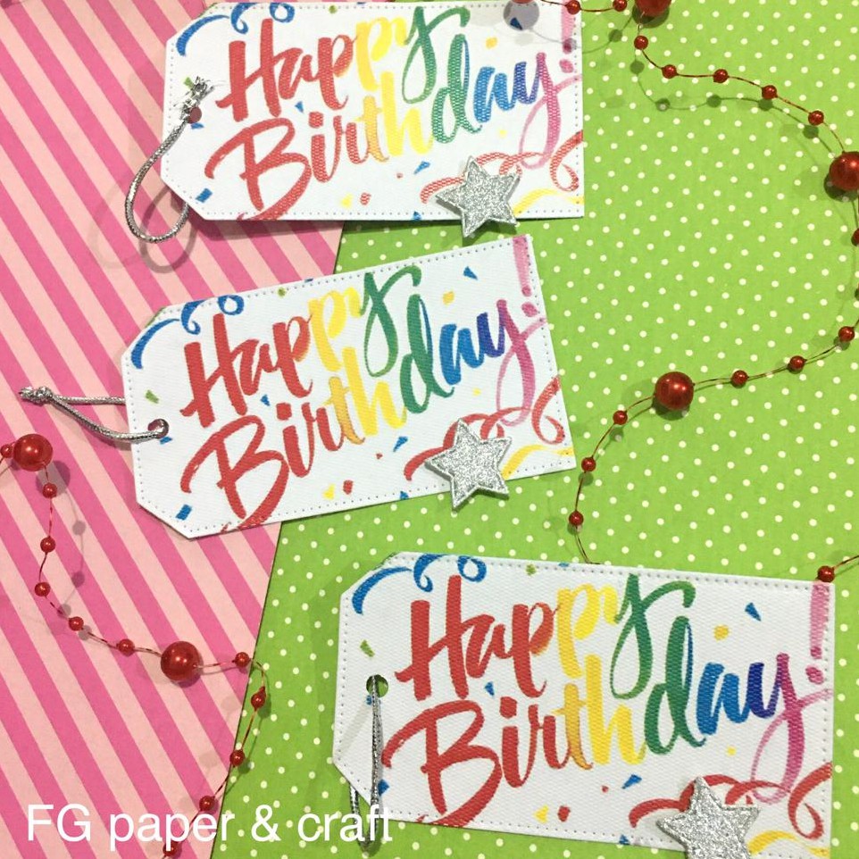 Tag Birthday Rainbow 3pcs, 5x9cm