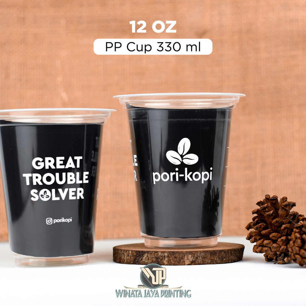 SABLON CUP + PLASTIC CUP PP / GELAS PLASTIK PP 12 OZ (330 ML)