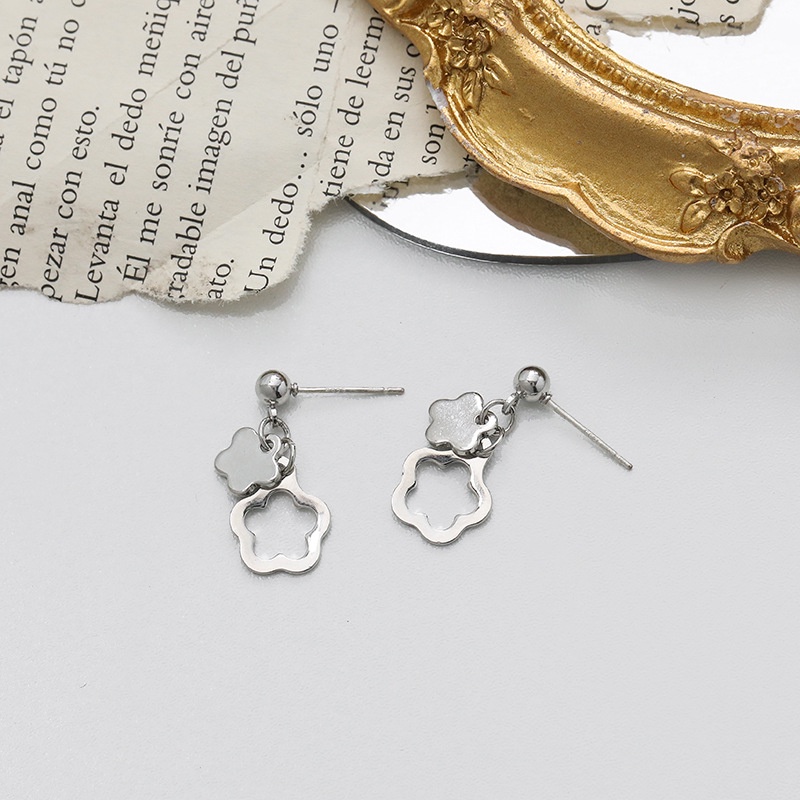 Anting Tusuk Sterling Silver 925 Desain Bunga Ganda Untuk Wanita