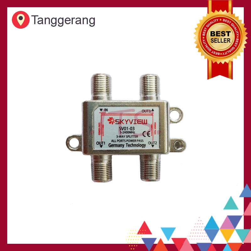 Bergaransi Splitter 3 Way SV-03 Cabang Antena UHF Parabola Skyview ITS