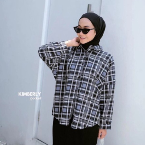 KEMEJA CROP KOTAK KOTAK OVERSIZE KEMEJA WANITA MOTIF TARTAN OVERSIZE KEMEJA CROP TARTAN LENGAN BALON