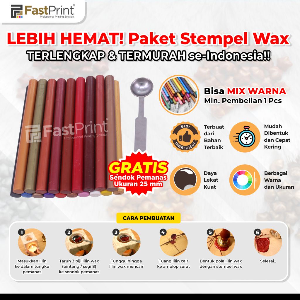Paket Murah Wax Candle Spoon Stempel Lilin Seal Wax Batang