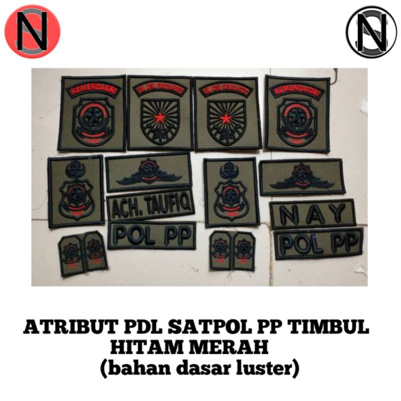 atribut pdl polpp hitam merah timbul