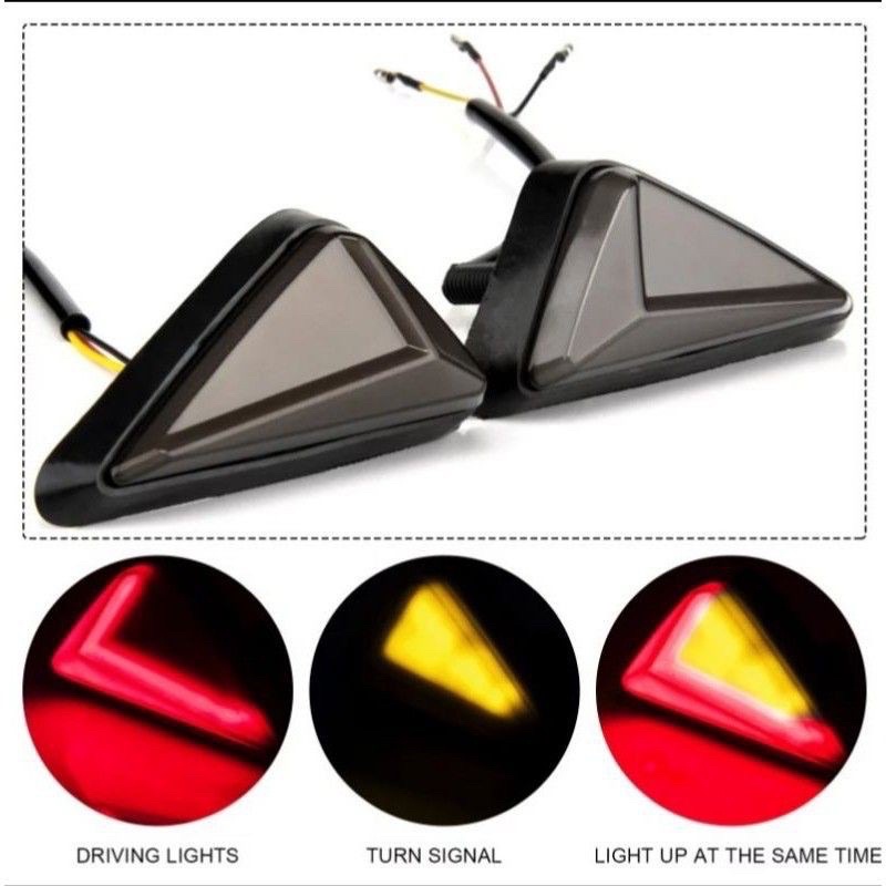 Sein Tempel Lampu Sen Tempel Segitiga Neon 2 Mode Universal R15,Cbr150r,Gsx,Ninja,R25/Ninja250