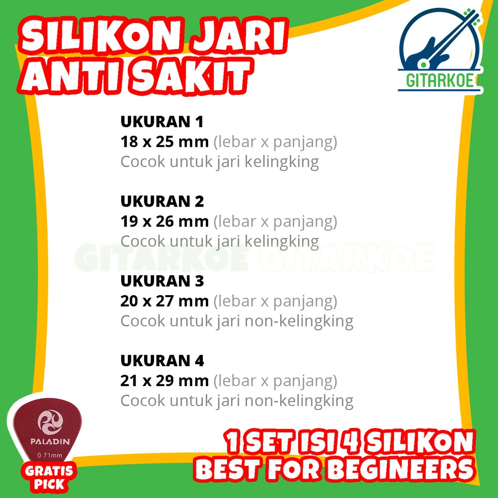 Pelindung Jari Gitar Silikon Fingertip Protectector Silicone 1 SET