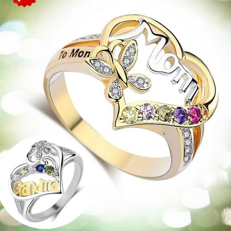 Cincin Berlian 925 Silver Bentuk Hati Ukuran 6-10 Untuk Hadiah Hari Ibu Dan Nenek