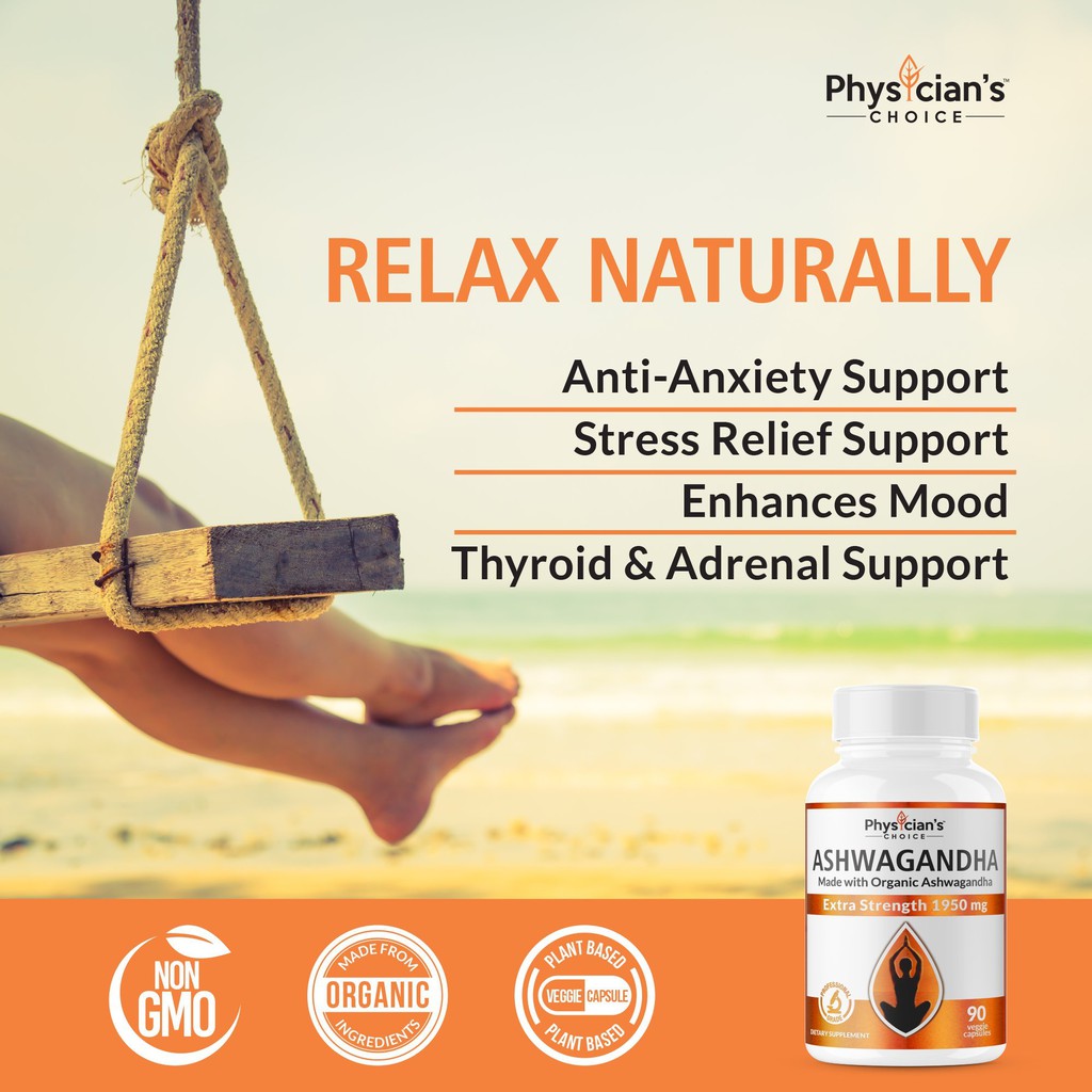 ASHWAGANDHA 1950MG ORGANIC ASHWAGANDHA ROOT POWDER EXTRACT, 90 CAPS