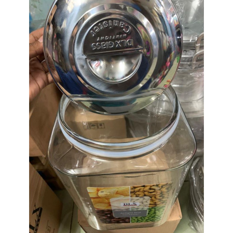 DLX Glass - Toples Kaca / Toples Kerupuk / Toples Asinan Segi 10 Liter