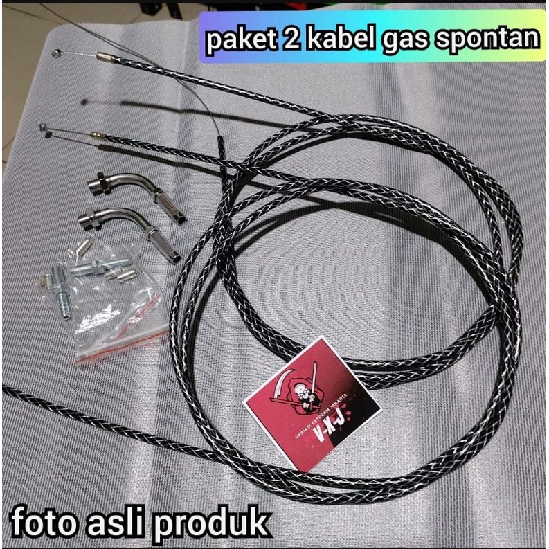 PAKET 2 Kabel gas spontan tali gas carbon black liat gold original domino panjang 190Cm universal