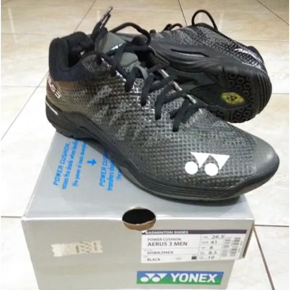 TERLARIS  SEPATU BADMINTON YONEX AERUS 3 BLACK ORIGINAL by ndeso grosir FREE ONGKIR ALL