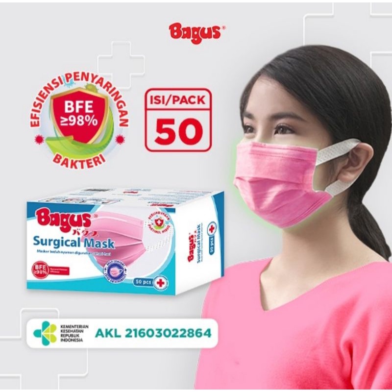 Bagus Surgical Mask 3ply isi 50pcs/Masker Medis/Masker Bagus Earloop