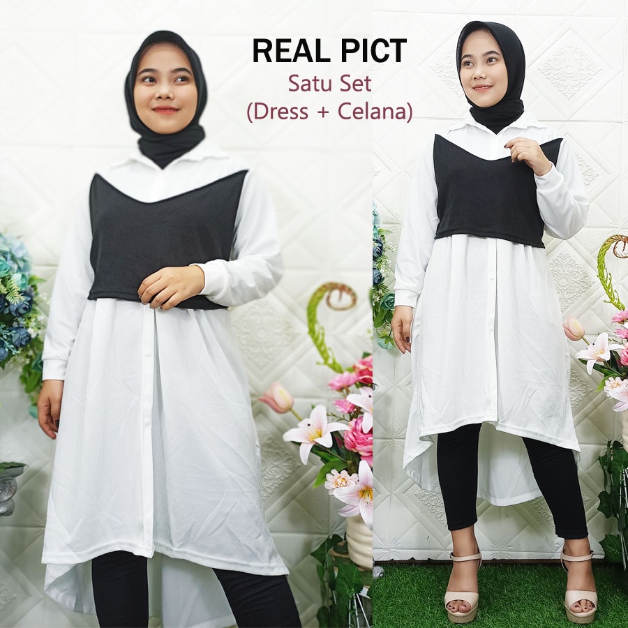 ALONA SET DRESS TUNIK DAN CELANA GL FASHION