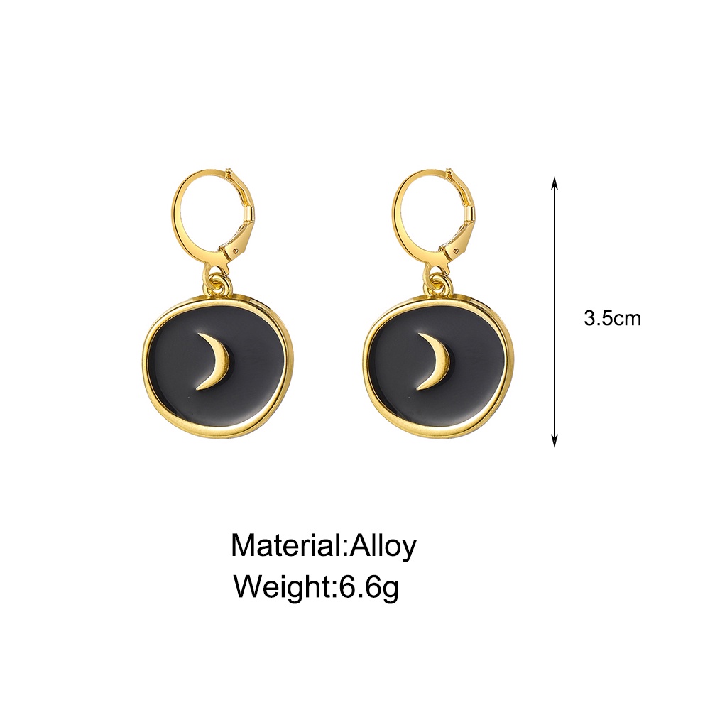 Anting Hias Liontin Bintang Dan Bulan Bahan Alloy Gaya Korea Untuk Wanita