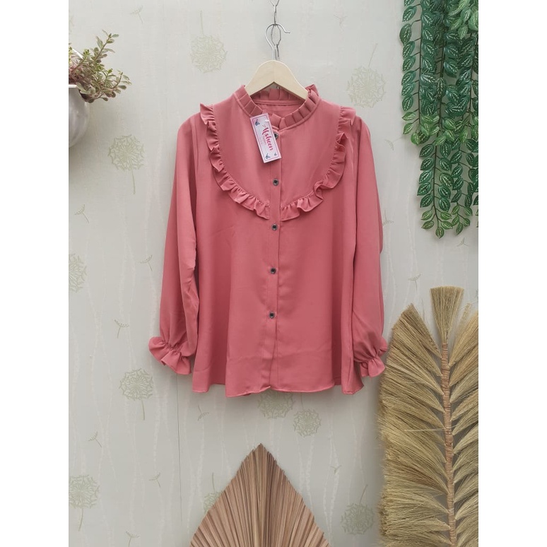ATASAN KERAH REMPEL/BAJU ATASAN WANITA/ ATASAN WANITA/ATASAN PEREMPUAN/ ATASAN REMAJA CASUAL / PAKAIAN WANITA-dusty pink