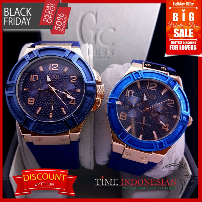 Limited Jam Tangan Couple Merk Guess Grade Original Type : 2473 Baterai Murah