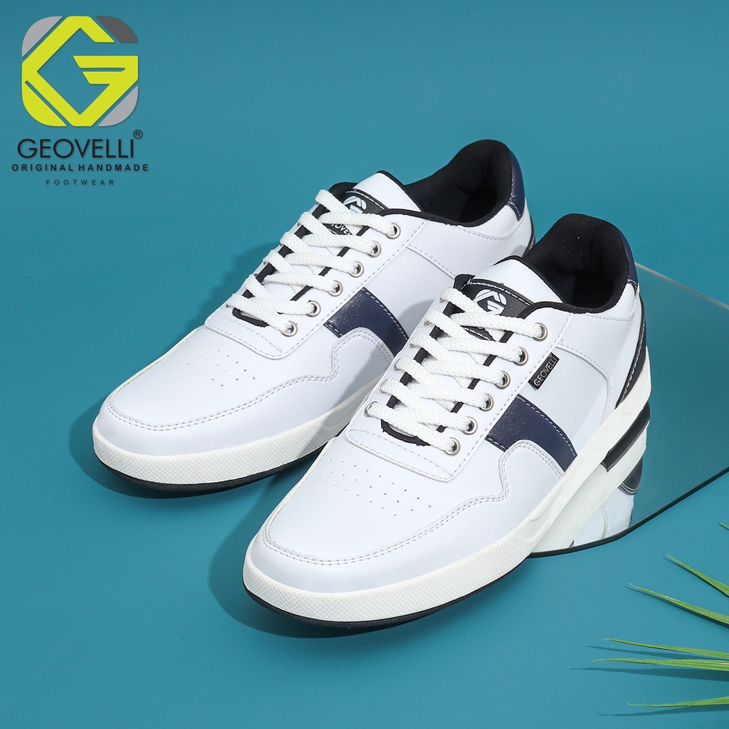 Sepatu Sneakers Pria Terbaru Brand Geovelli Warna Full White Bahan Premium High Quality 39 - 44