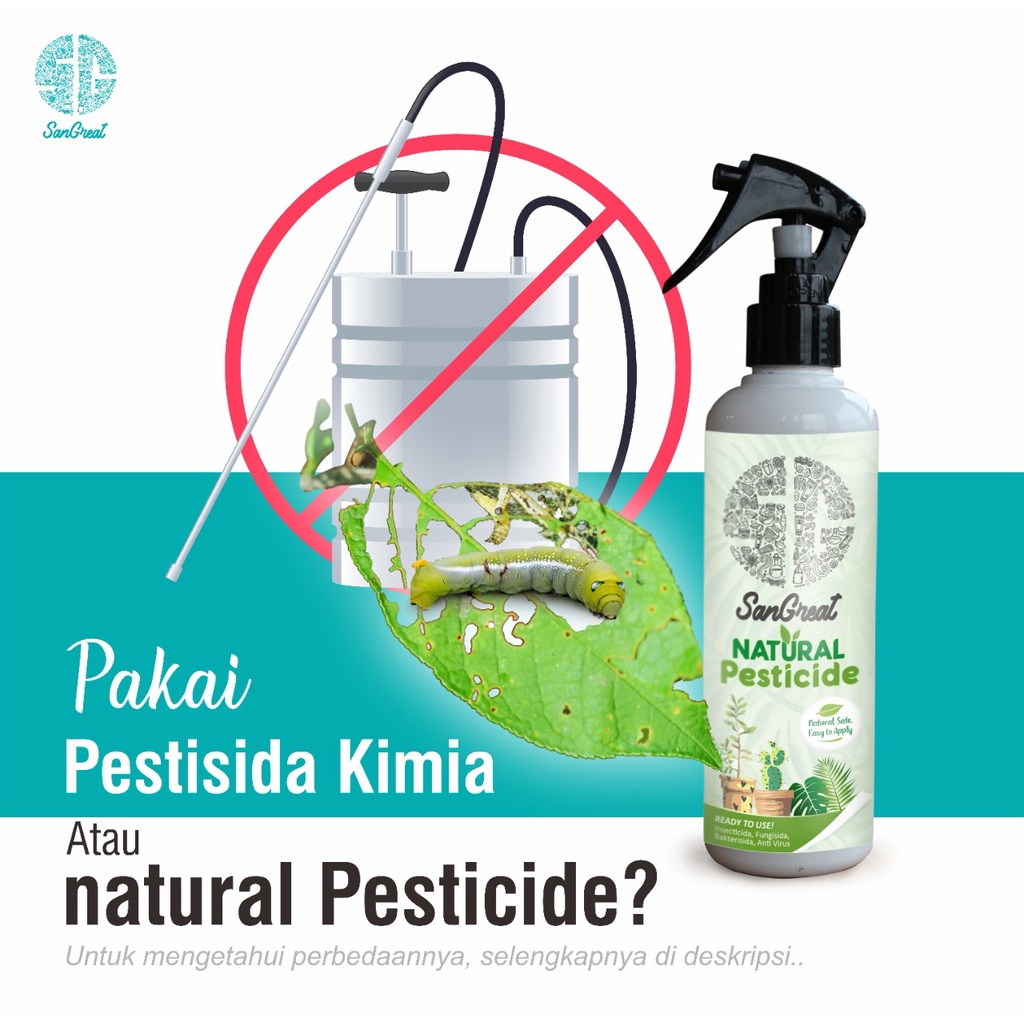 SanGreat Natural Pestisida pengendali hama dan penyakit untuk kutu putih ulat trips keong semut tanaman hias dan tabulampot 250 ml-pestisida organik