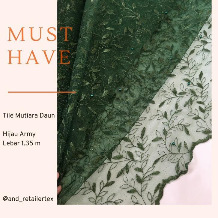 QWD BRUKAT TILE MUTIARA HIJAU ARMY MOTIF DAUN META2