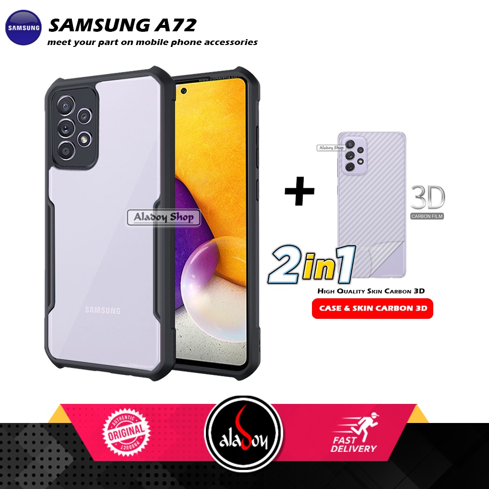 Case Samsung A72 Armor Fusion Transparent Casing Free Skin Carbon 3D