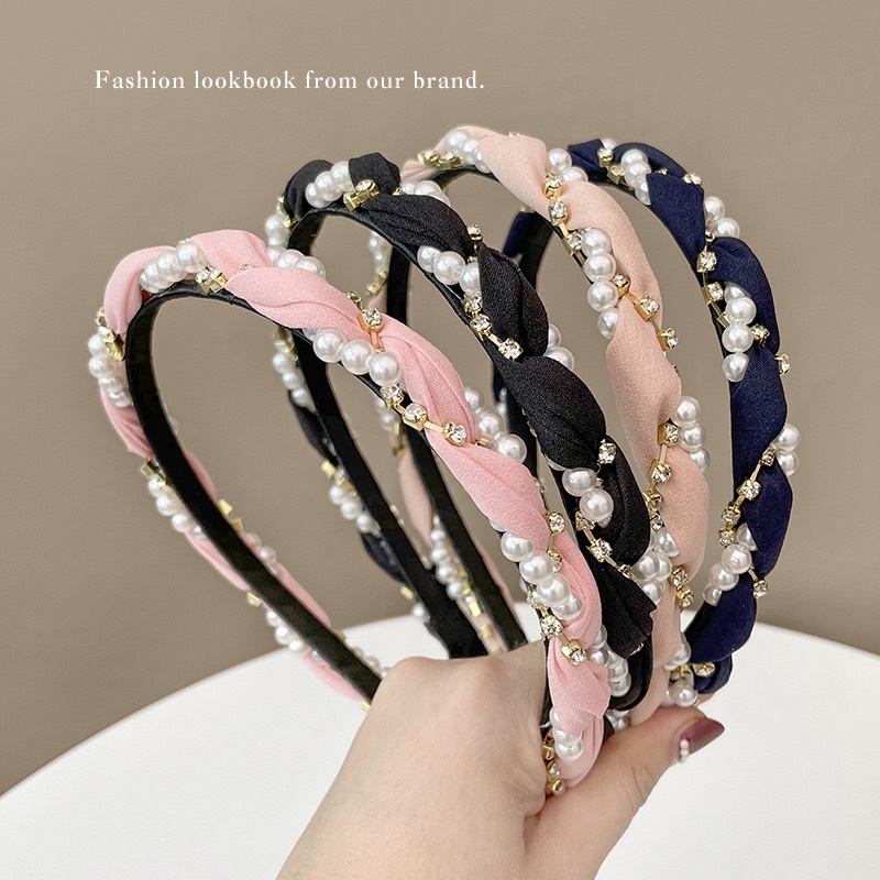 Bando -117 Wanita Elegan Aksen Mutiara + Berlian Imitasi Mewah untuk Pesta Pernikahan / Ulang Tahun