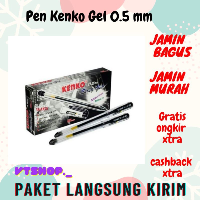 

V91 - pen kenko 0.5 mm easy gel / Pen Kenko Easy Gel / Pen Kenko Hitam / Pen Gel Hitam