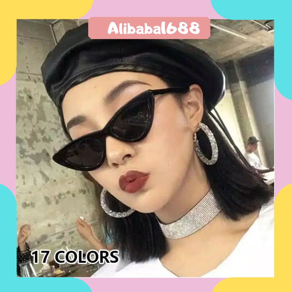 *ALIBABA1688*COD Kacamata Hitam Korean Ulzzang Triangle Vintage Cat Eye Sunglasses Women / Men