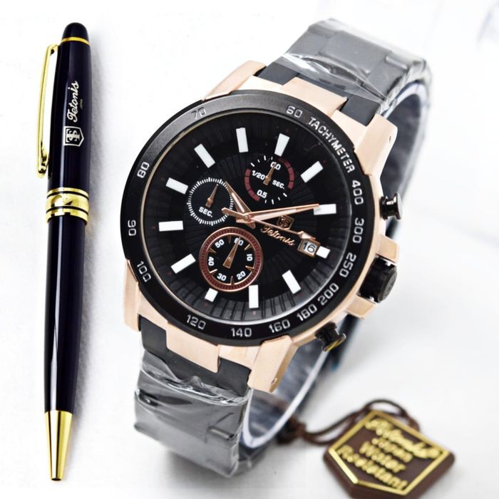 JAM TANGAN PRIA TETONIS RANTAI CHRONO ACTIVE + PULPEN ORIGINAL