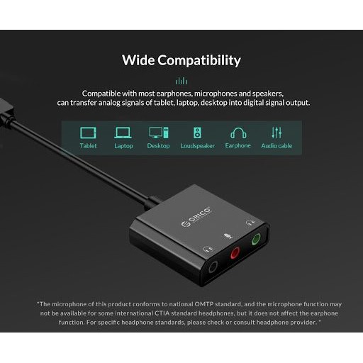 NA - SOUND CARD EXTERNAL USB ORICO AUDIO ADAPTER JACK 3.5mm Mic SKT3