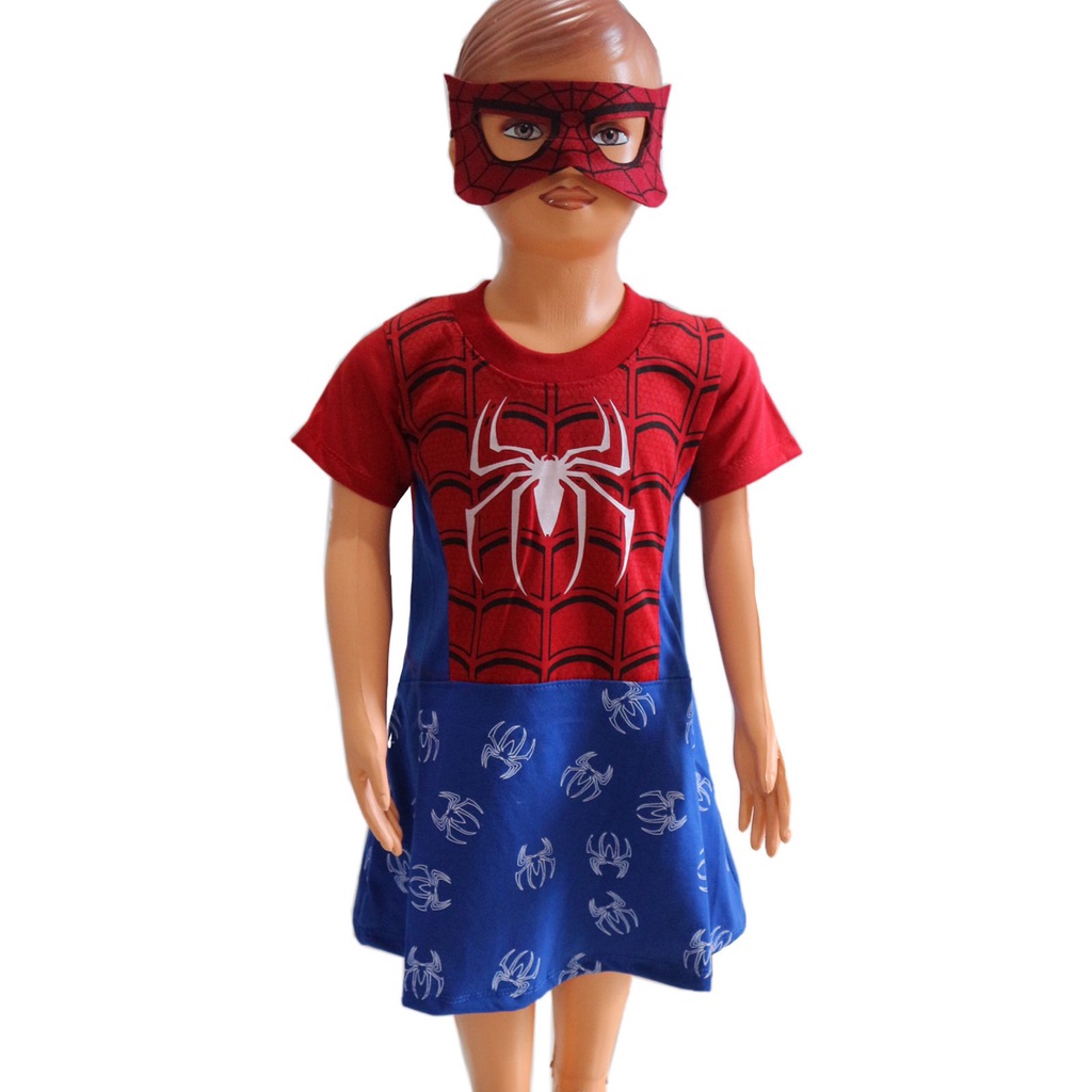 kostum dress spidergirl / dress anak cewek murah meriah