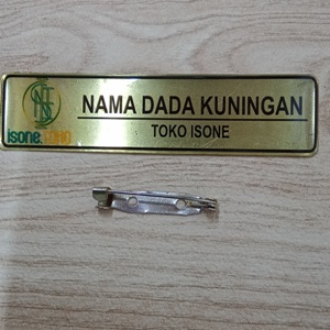 Nama Dada Name Tag Kuningan Stainless Steel 0.5 Peniti Custom