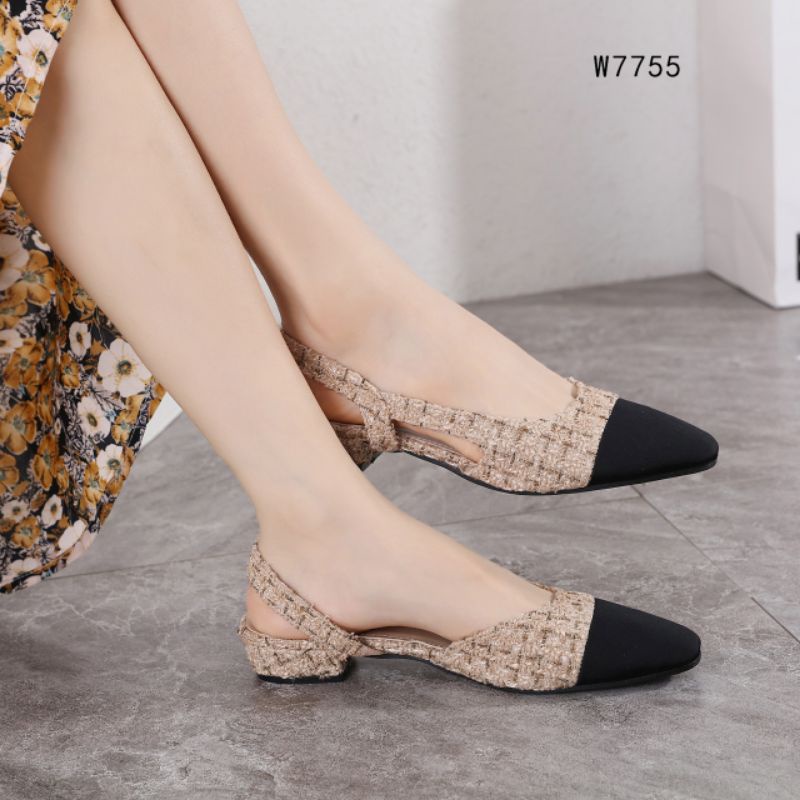 01,CHANEL TWEED CLASSIC SANDALS BEST SELLER W7755*
