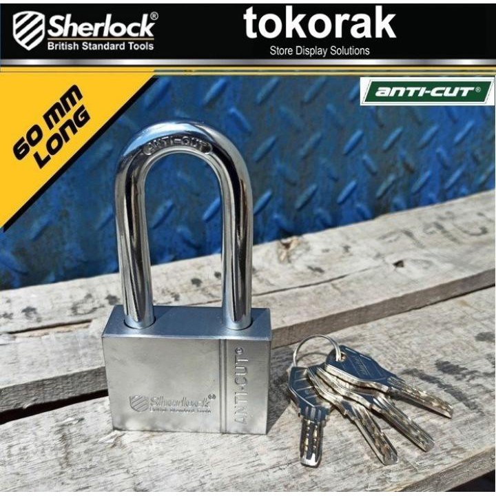 GEMBOK RUMAH ANTI CUT 60MM PANJANG SHERLOCK - GEMBOK PAGAR - COMP KEY