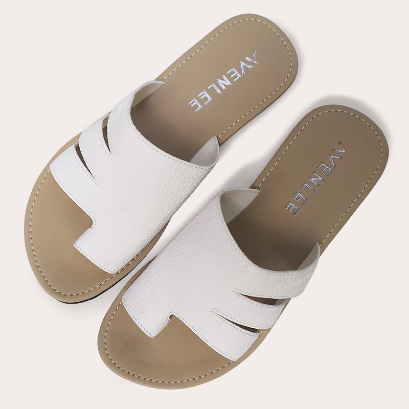 Sandal Wanita Jepit Jempol Papirut Motif Kulit Jeruk Sol Karet Anti Licin Avenlee Iris-PUTIH