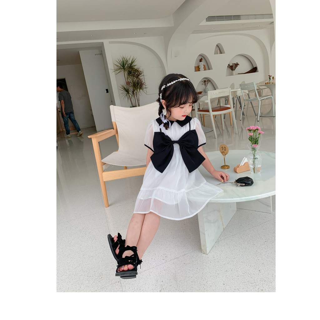 Promo !! Dress anak dress japan ribbon large gurl import uk 1-4th uk 6,8,10,12,14 (cream maroon,putih hitam)