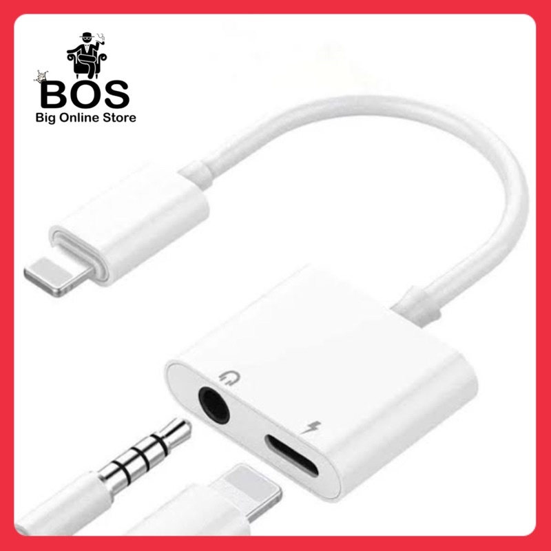 BOS - KABEL MH-030 | CABLE LIGHTNING ADAPTER 3.5MM JACK 2 IN 1 CONVERTER MH030