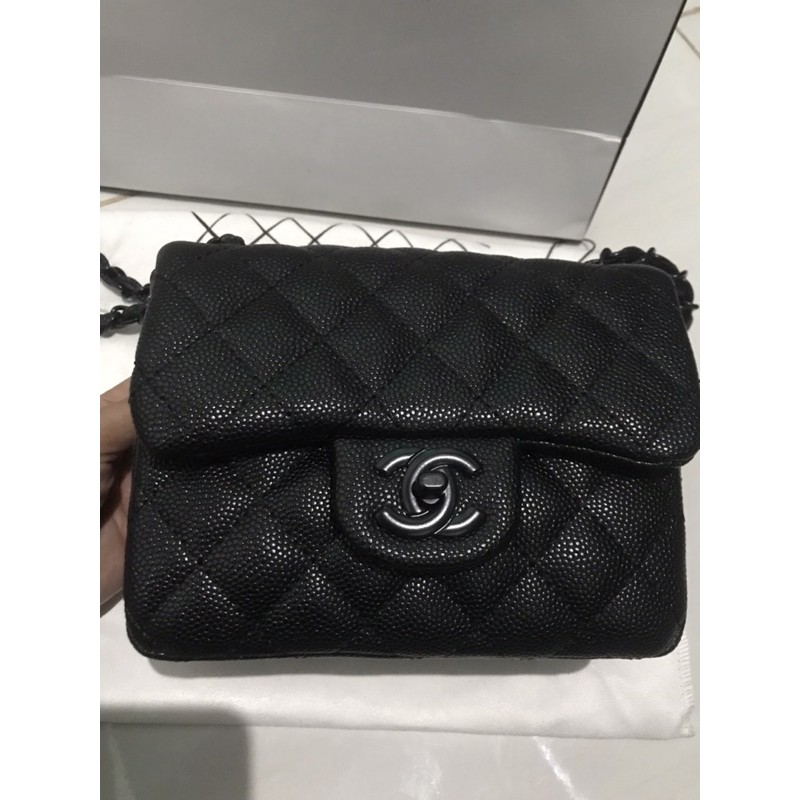 VIP Gift authentic CHANEL flap bag black hardware - caviar