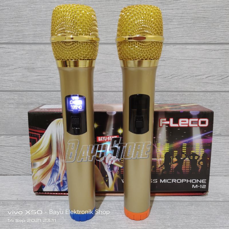 Microphone Profesional Wireless Mic Double FLECO M-12 / Microphone Double Wireless FLECO M12 SUARA MANTAP