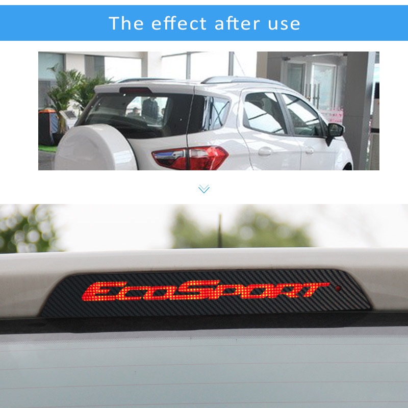 Stiker Lampu Rem Tinggi Bahan Serat Karbon Warna Hitam Untuk Ford Ecosport 2012-2014