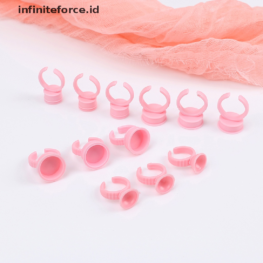 (infiniteforce.id) 100pcs / Set Cincin cup holder Tinta tattoo Permanen Sekali Pakai Untuk makeup / Kosmetik