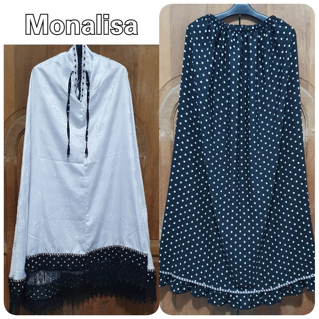 Mukena Wanita / Mukena Santri / Mukena Mutiara Monalisa Renda Hitam/Putih Terbaru 2022 / Mukena Terl