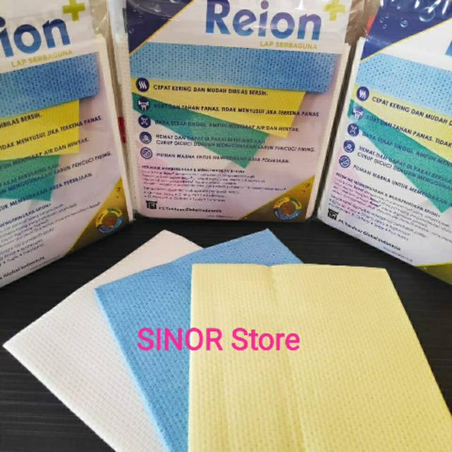 LAP REION Tissue Kain Lap Serbaguna Debu Kotoran Minyak dan Oli 1 Pak isi 3 Warna Spesial Fabric