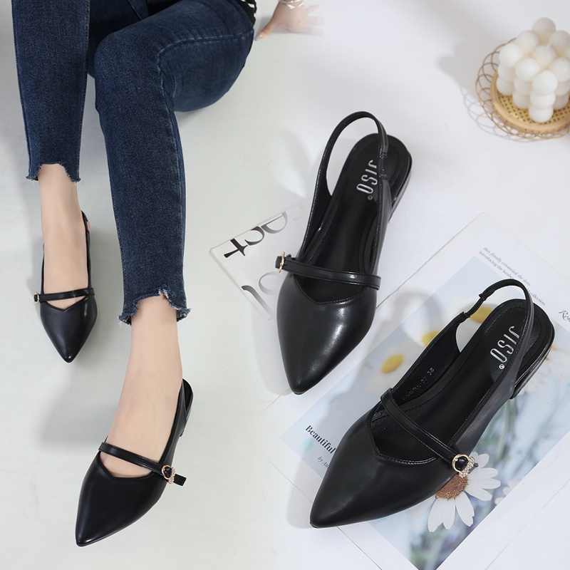 JISO RYONA SANDRA-37 Sepatu Wanita Hak Chunky Model Slingback 4cm Import