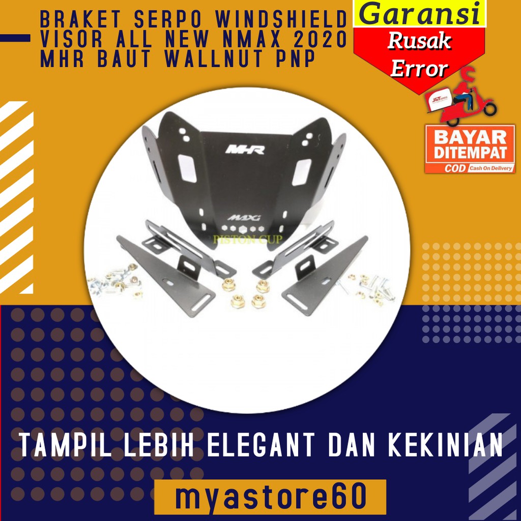 BRAKET BRACKET SERPO TAMENG ANGIN WINDSHIELD VISOR COVER ALL NEW NMAX 2020 MHR BAUT WALLNUT PNP