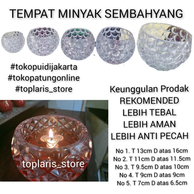 Tempat Minyak Sembahyang Kristal Kecil T8