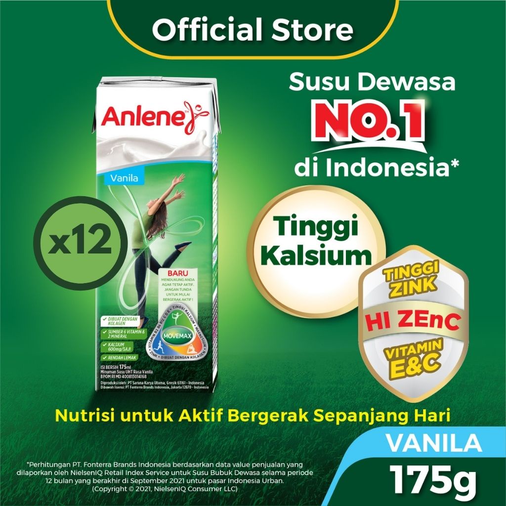 Anlene Susu UHT Vanila 12 x 175ml