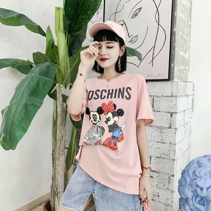 TSHIRT IMPORT MURAH/KAOS WANITA MURAH/TSHIRT MICKEY/TSHIRT MOSCHINO - KUNING