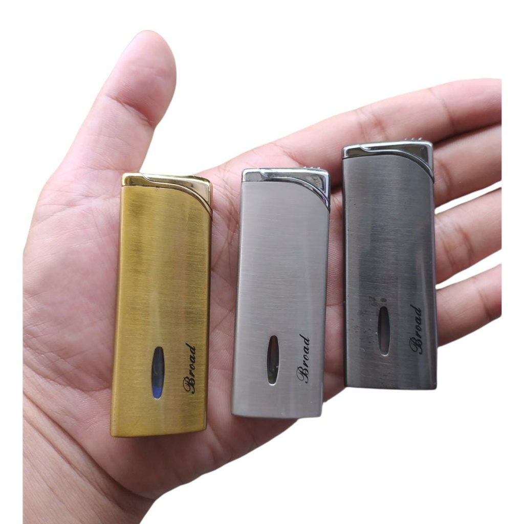 mancis korek api bara gas isi ulang BROAD torch lighter BD-233 unik - GOLD - GRAY - SILVER