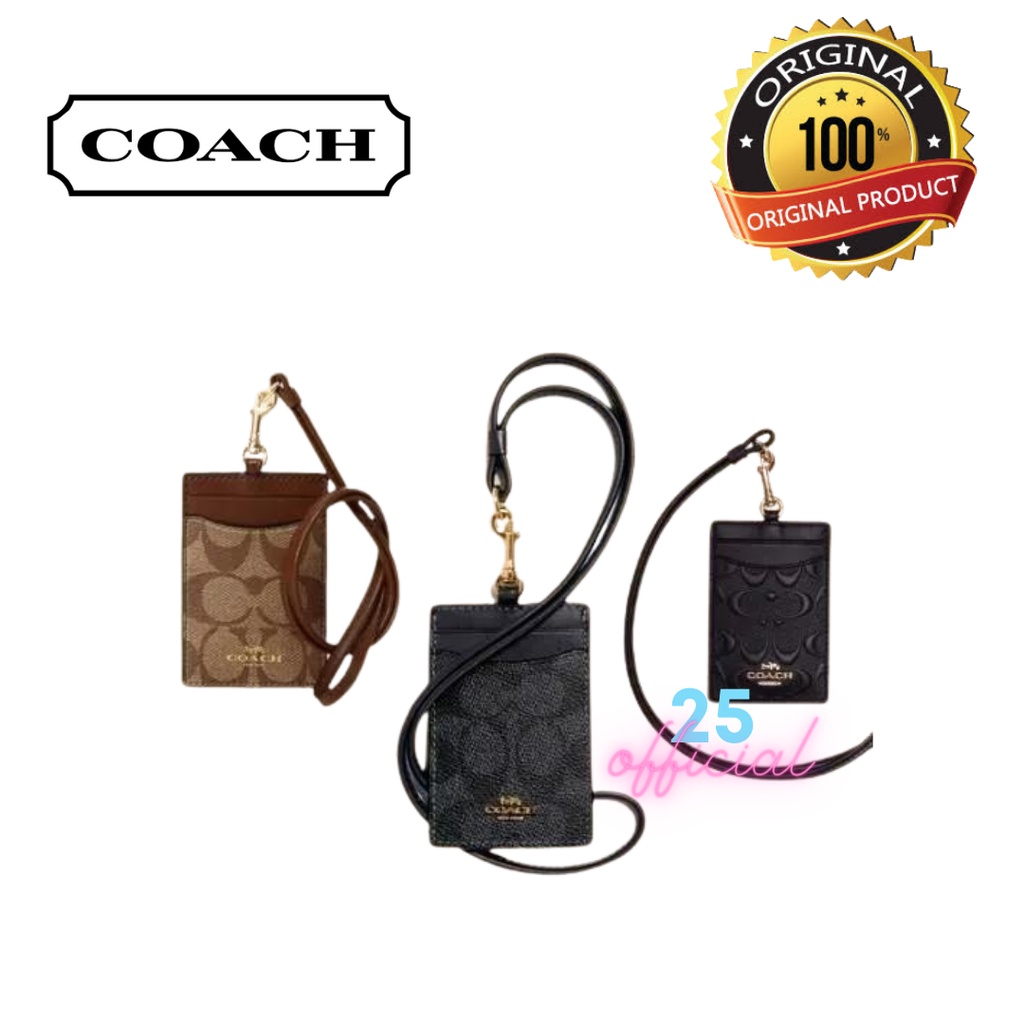 

[ORIGINAL] COACH Signature ID Card Holder FULLSET / Lanyard Coach Original / Cardholder